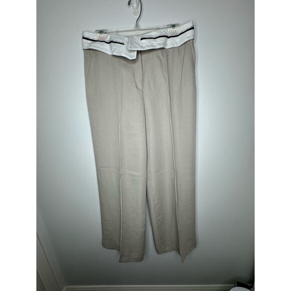 NWT BA&SH Women’s Harry Contrasting-Waistband Trousers in Beige  Size 3 - Picture 4 of 6